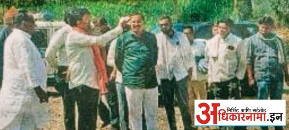 अपुर्ण पुल बांधकामाची राज्यमंत्र्यांकडुन पाहनी !