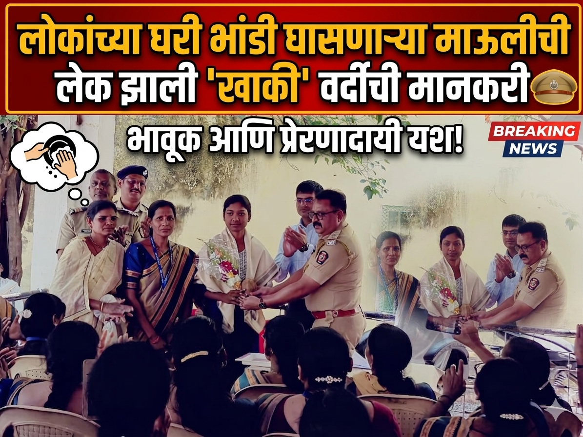 लोकांच्या घरी भांडी घासणाऱ्या माऊलीची लेक झाली 'खाकी' वर्दीची मानकरी